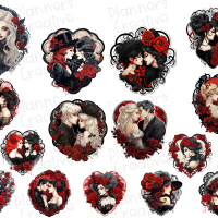 Victorian Goth Valentine Stickers - Image 2