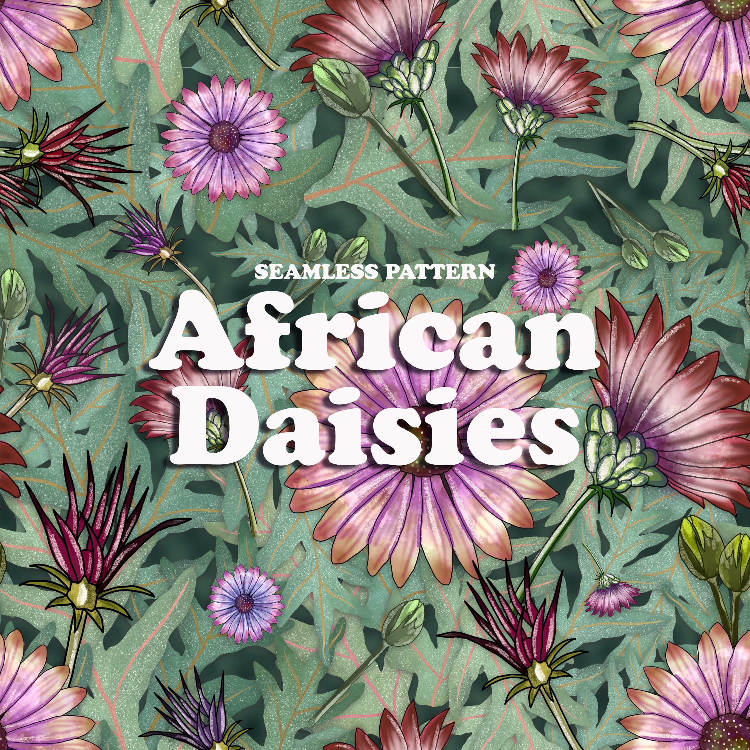 African Daisies Seamless Pattern - 116